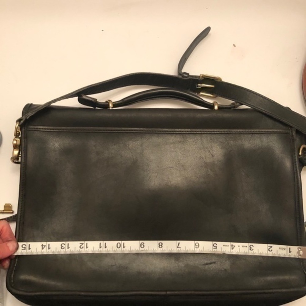 Coach vintage black leather briefcase laptop bag - Picture 2 of 16